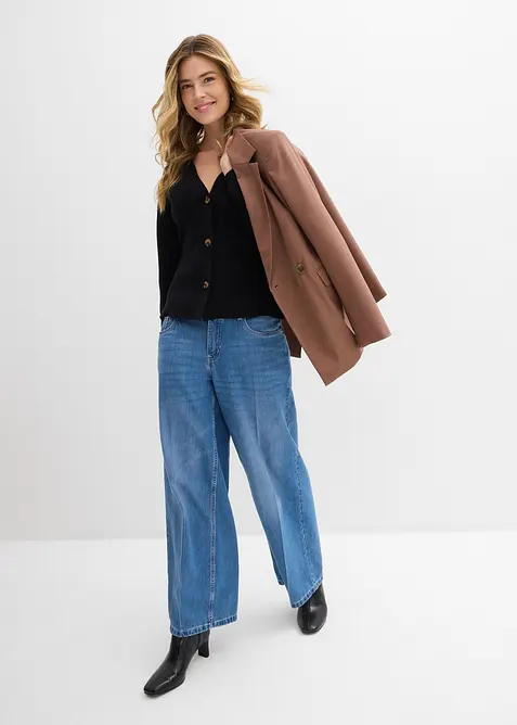 Cardigan in filato fine di misto cotone, bonprix