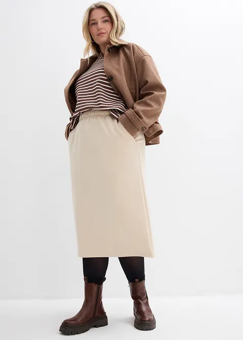 Gonna midi effetto neoprene, bonprix