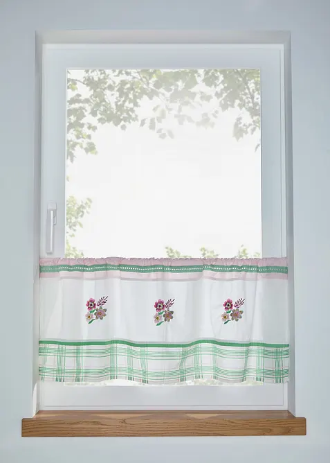 Tenda a vetro con ricami in cotone biologico, bonprix