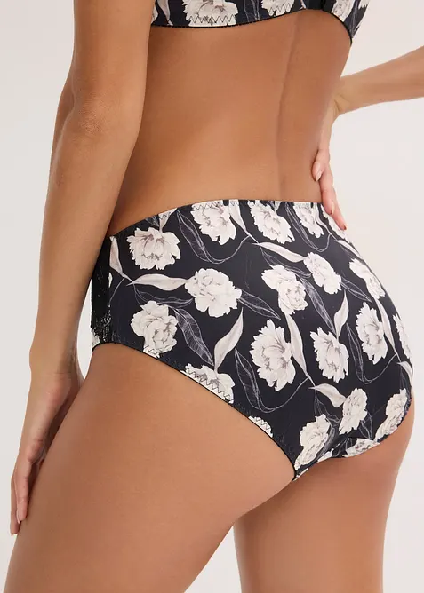 Slip alto con effetto lucido e dettagli in pizzo, bonprix