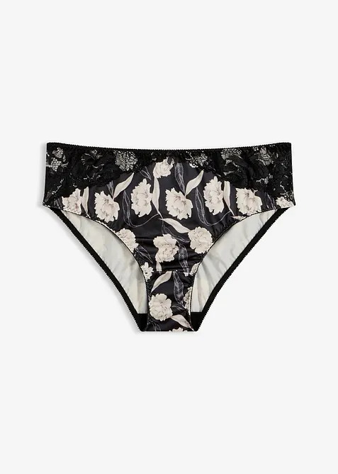 Slip alto con effetto lucido e dettagli in pizzo, bonprix