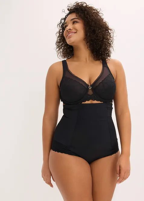 Slip con pizzo a cuoricini ed effetto modellante forte, bonprix