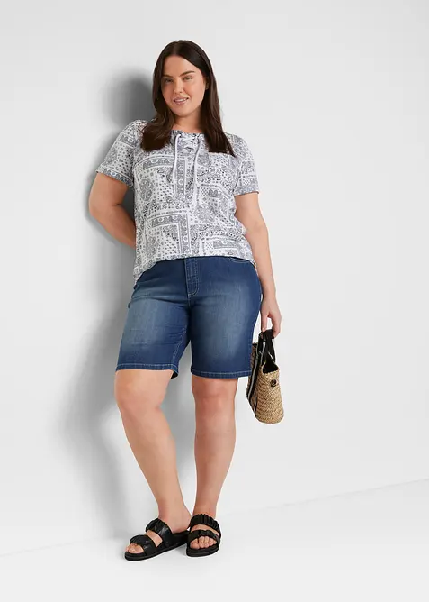 Bermuda in jeans, vita media, bonprix