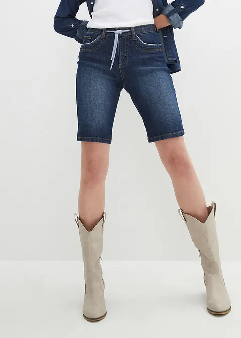 Bermuda in jeans slim fit con vita media, bonprix
