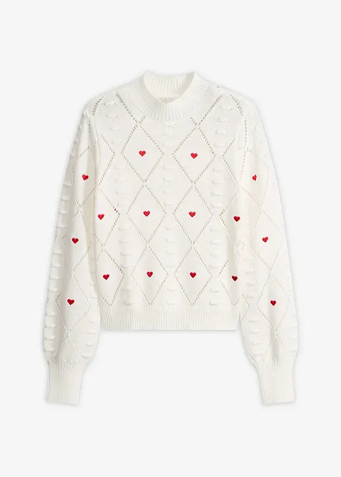 Maglione traforato in misto cotone, bonprix