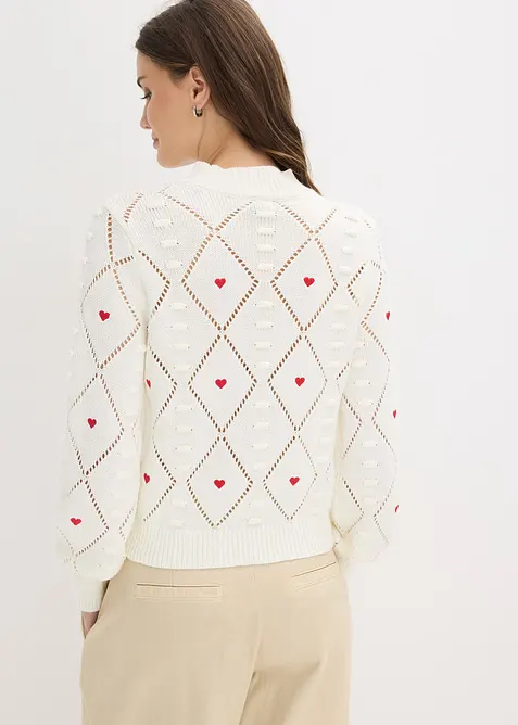 Maglione traforato in misto cotone, bonprix