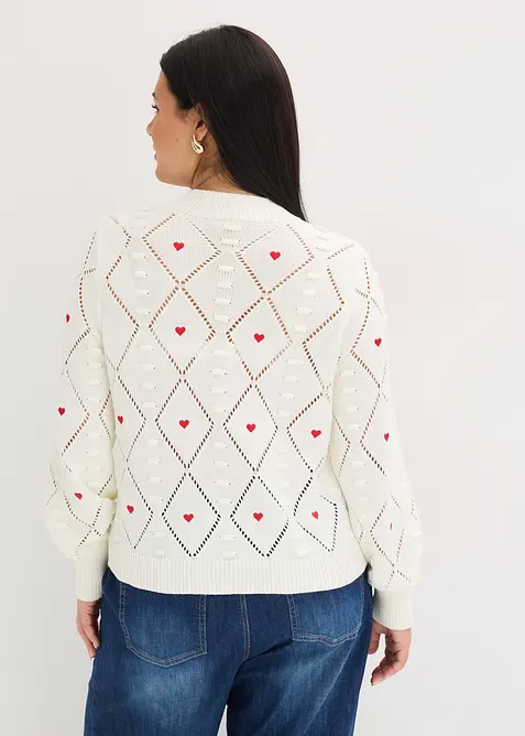 Maglione traforato in misto cotone, bonprix