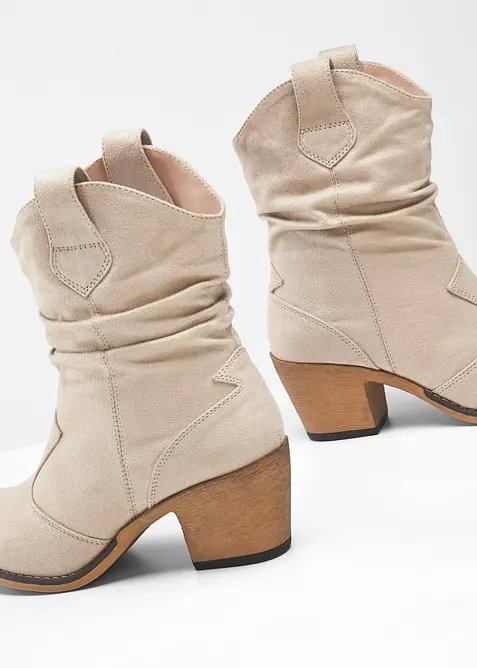 Stivaletti texani con arricciatura, bonprix