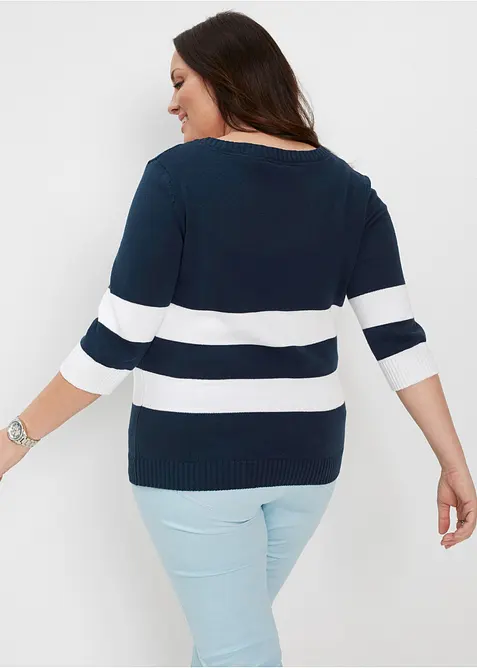 Cardigan in maglia di cotone a righe, bonprix