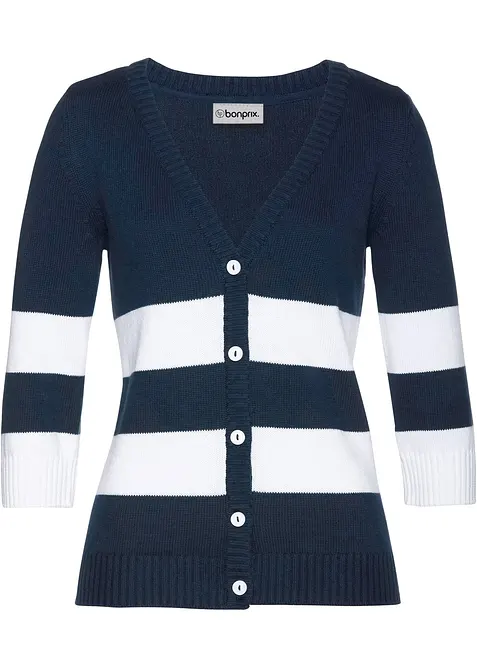 Cardigan in maglia di cotone a righe, bonprix