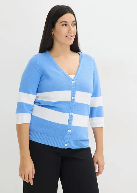 Cardigan in maglia di cotone a righe, bonprix