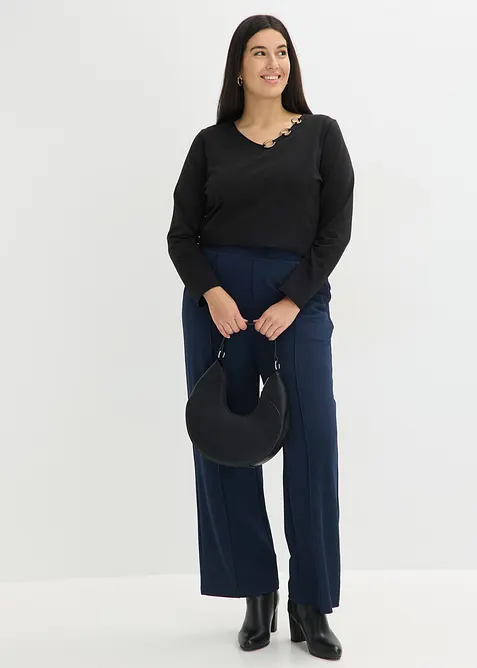 Pantaloni con elastico in vita in interlock robusto, bonprix