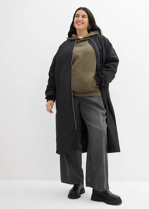 Felpa oversize in puro cotone biologico con cappuccio, bonprix