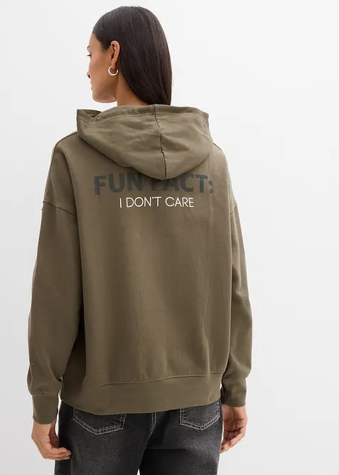 Felpa oversize in puro cotone biologico con cappuccio, bonprix