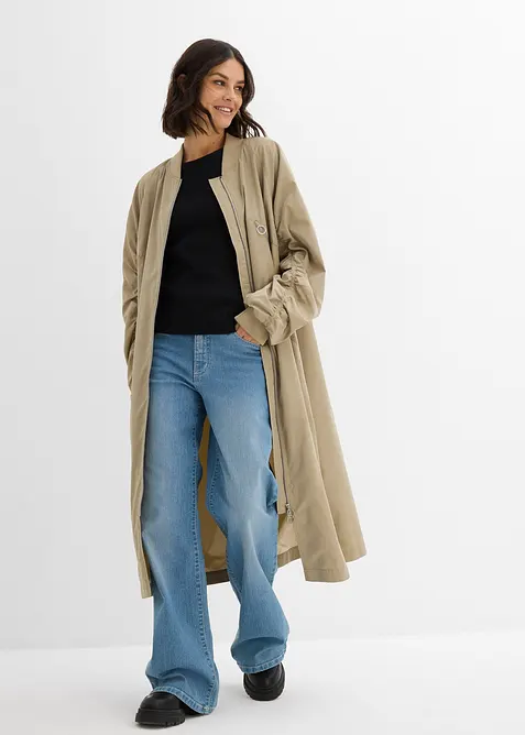 Cappotto blouson con colletto in maglia, bonprix