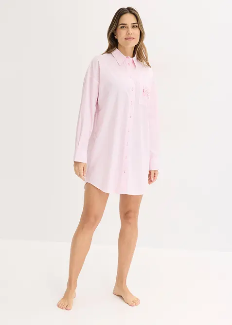 Camicia da notte oversize in tessuto di puro cotone, bonprix