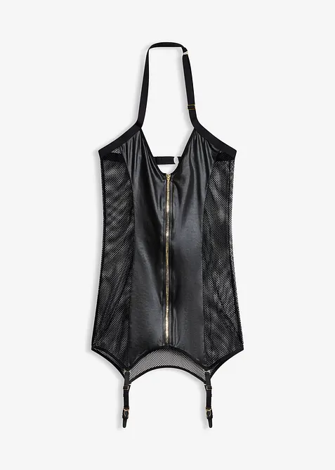 Mini abito con reggicalze e zip, bonprix