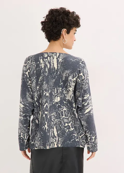 Maglione pitonato con maniche a pipistrello, bonprix