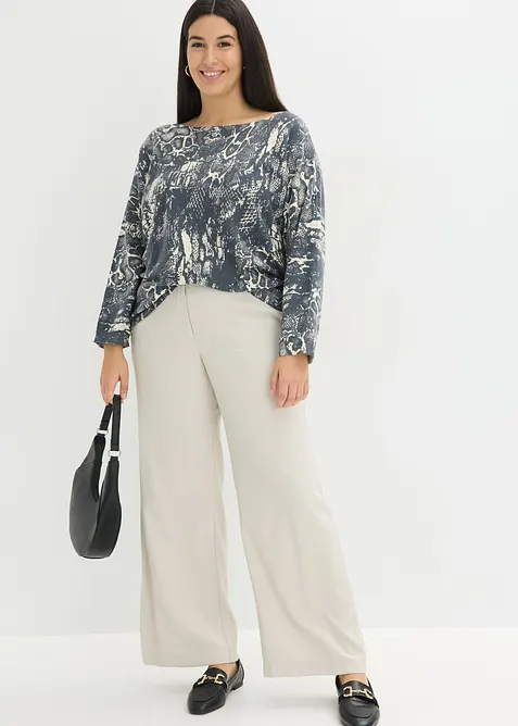 Maglione pitonato con maniche a pipistrello, bonprix