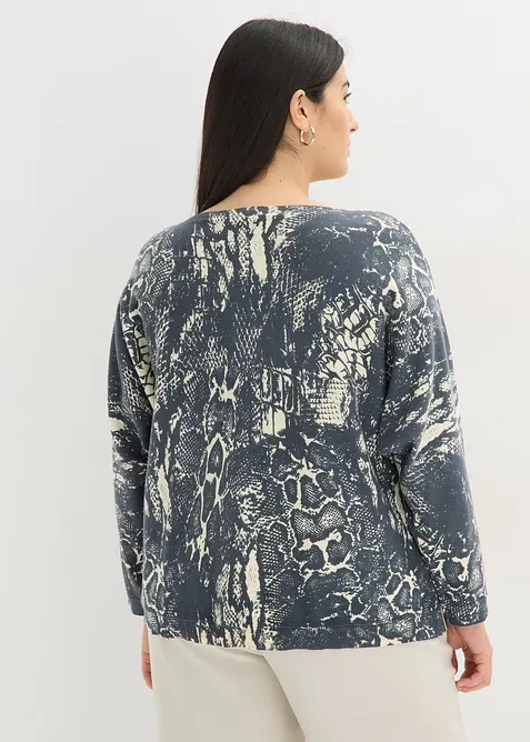 Maglione pitonato con maniche a pipistrello, bonprix