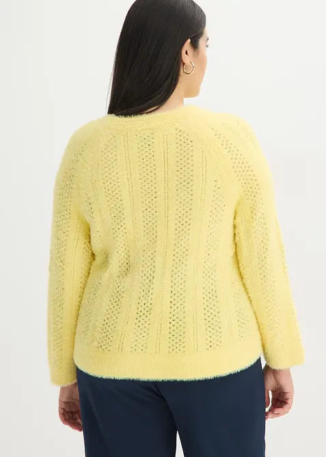 Maglione traforato con filato piumato, bonprix