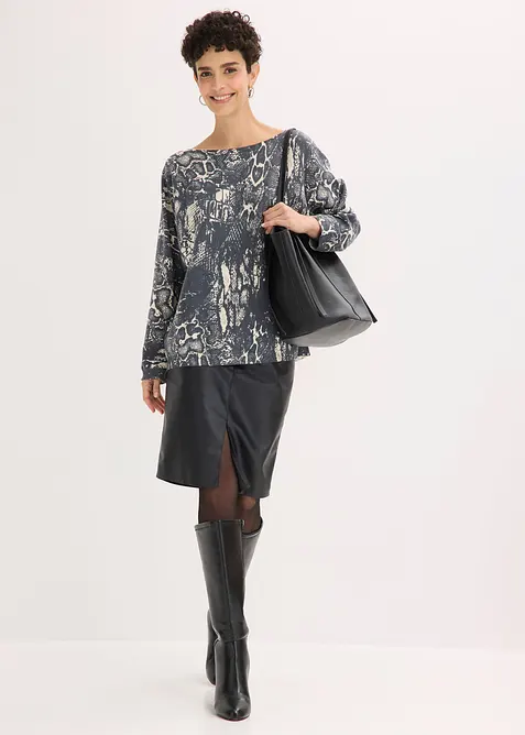 Maglione pitonato con maniche a pipistrello, bonprix