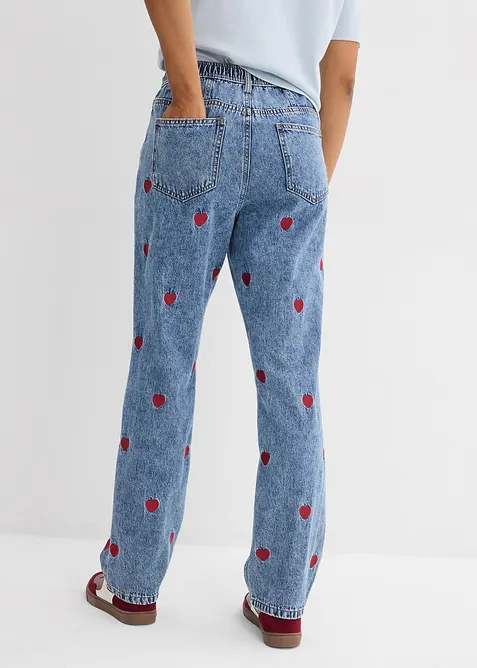 Jeans straight loose fit, vita alta, bonprix