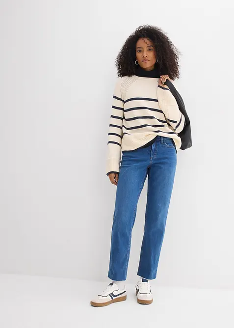 Jeans straight cropped con cotone biologico, vita media, bonprix