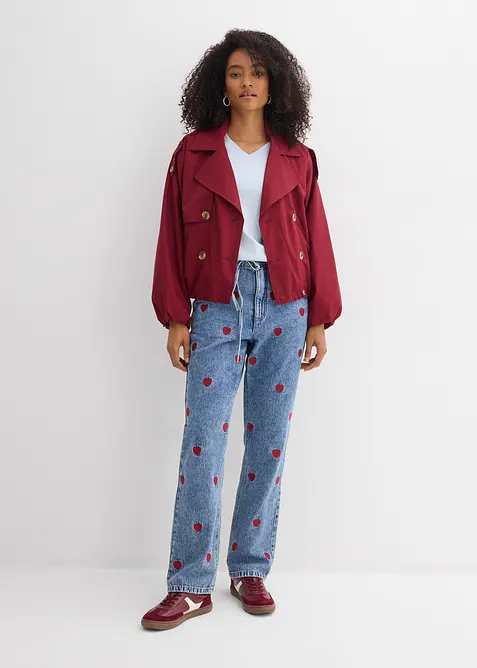 Jeans straight loose fit, vita alta, bonprix