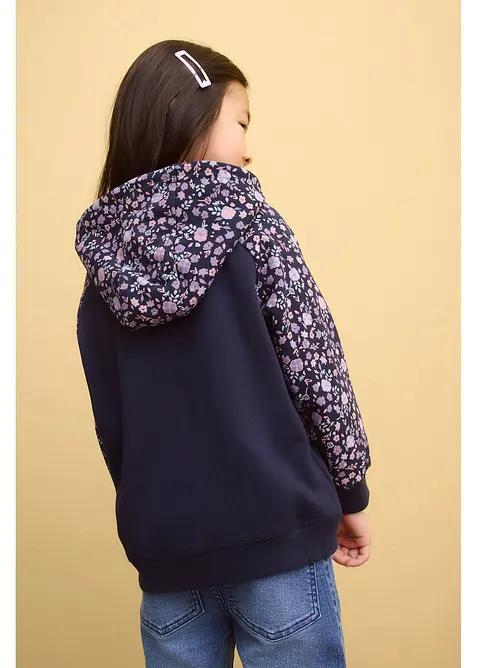 Felpa con zip e cappuccio in puro cotone biologico, bonprix