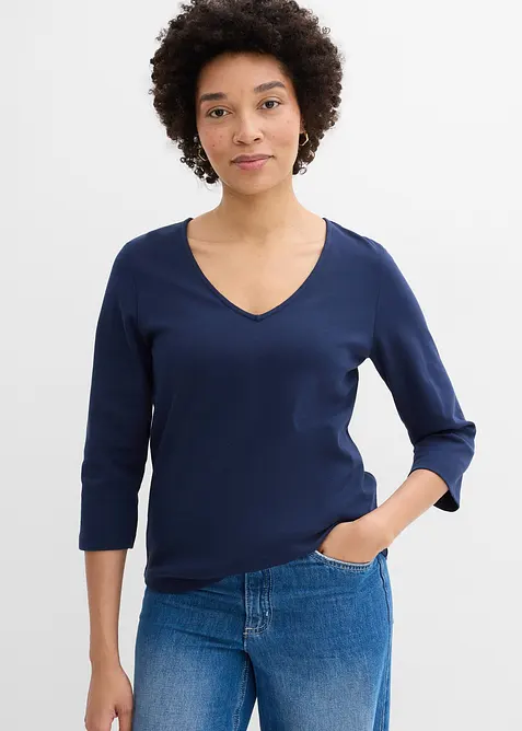 Maglia con maniche a 3/4 in jersey pesante di puro cotone biologico, bonprix