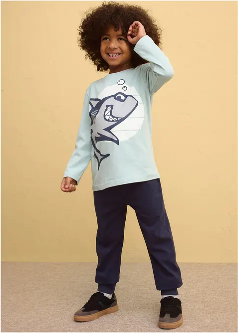 Maglia a maniche lunghe in puro cotone biologico (pacco da 2), bonprix