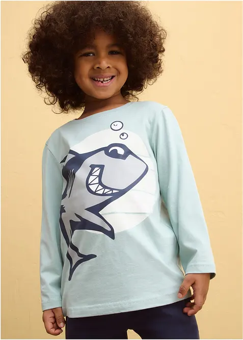 Maglia a maniche lunghe in puro cotone biologico (pacco da 2), bonprix