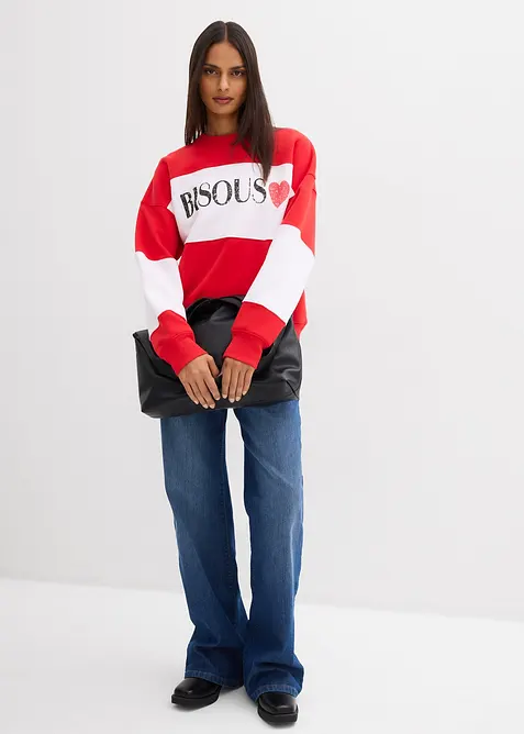 Felpa oversize in misto cotone morbido, bonprix