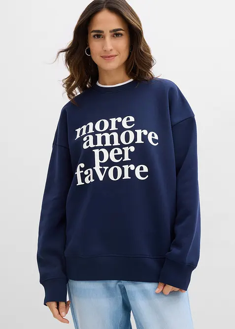 Felpa oversize in misto cotone, bonprix