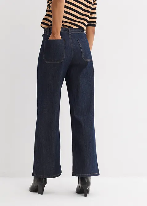 Jeans cropped wide leg, vita alta, bonprix