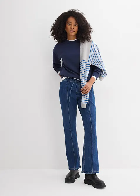 Jeans bootcut con cinta comoda, vita media, bonprix