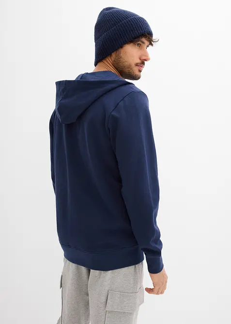Felpa con zip e cappuccio in puro cotone, bonprix