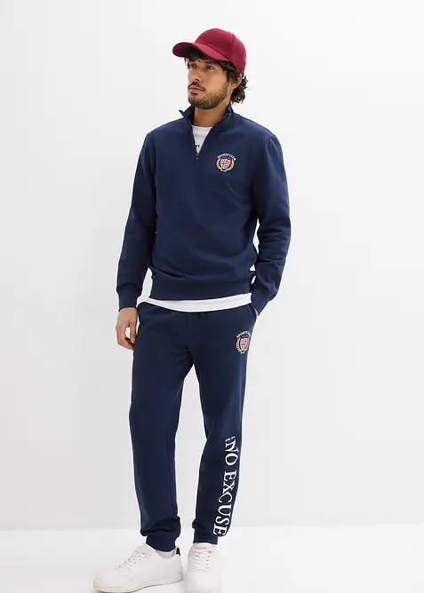 Felpa con collo e zip in puro cotone, bonprix