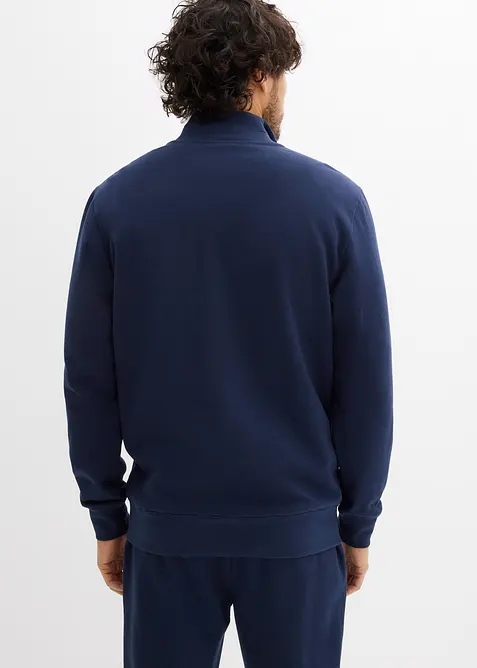 Felpa con collo e zip in puro cotone, bonprix