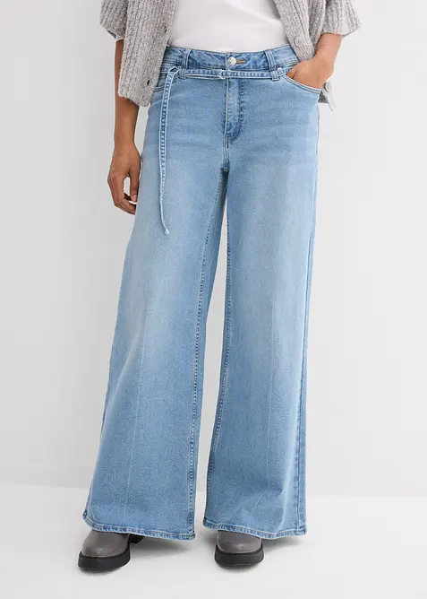 Jeans wide leg, vita media, bonprix