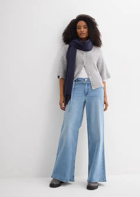 Jeans wide leg, vita media, bonprix