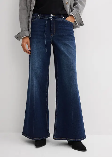 Jeans wide leg, vita media, bonprix