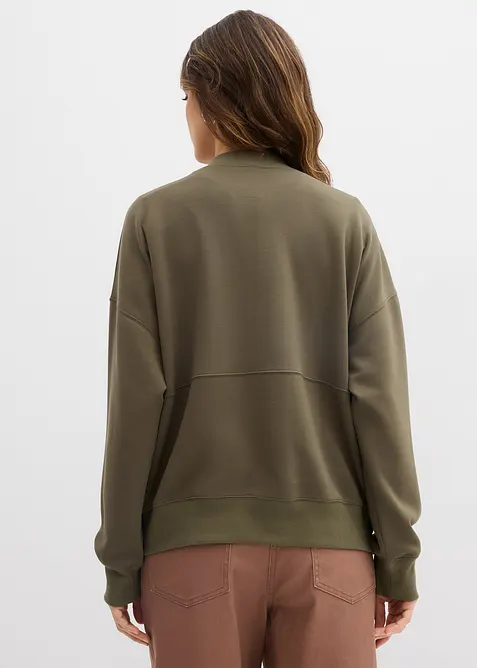 Felpa con zip oversize in tessuto effetto neoprene, bonprix