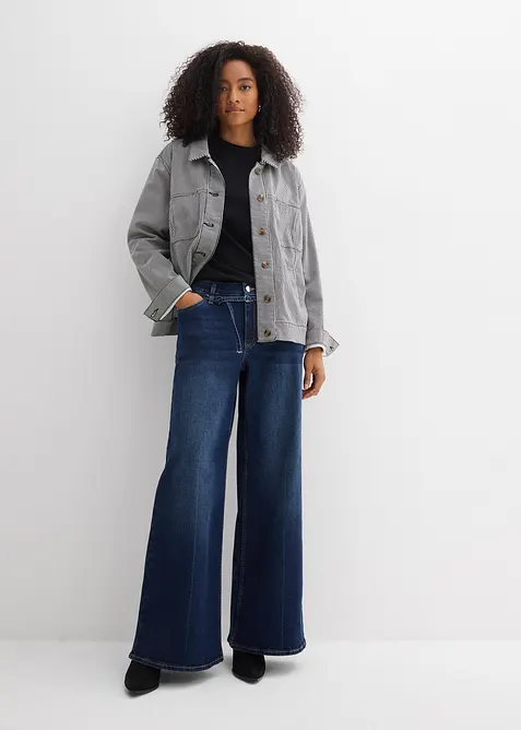 Jeans wide leg, vita media, bonprix