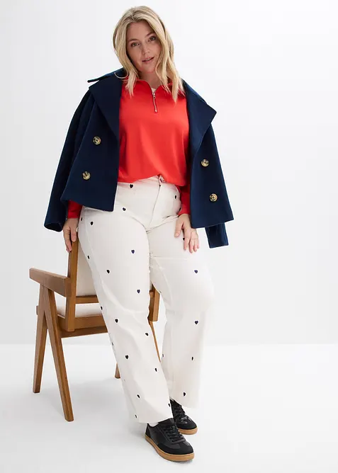 Pantaloni in twill con ricami, bonprix