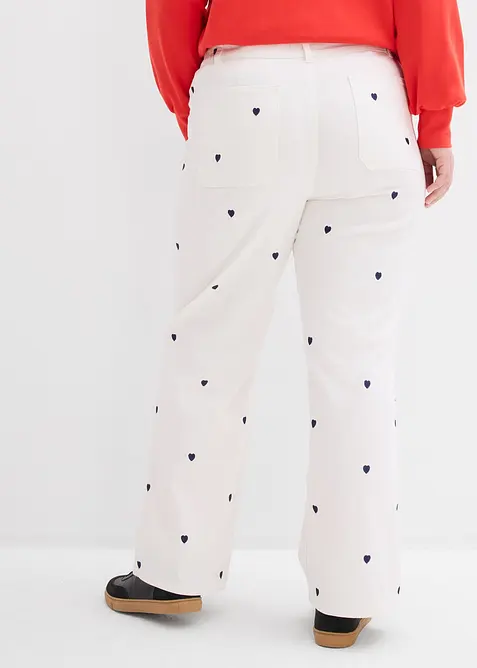 Pantaloni in twill con ricami, bonprix