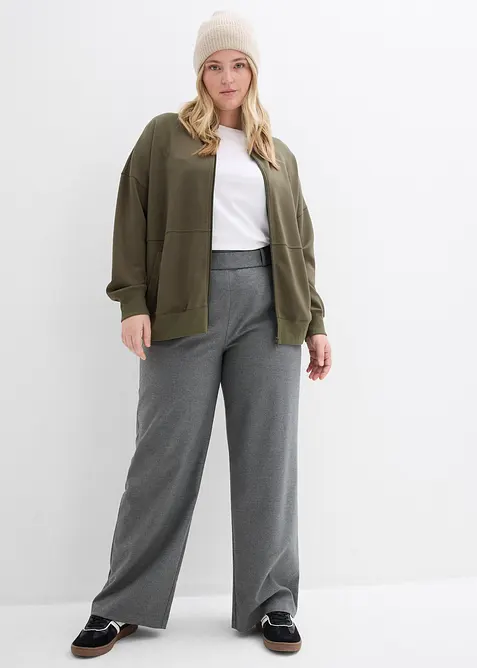 Felpa con zip oversize in tessuto effetto neoprene, bonprix