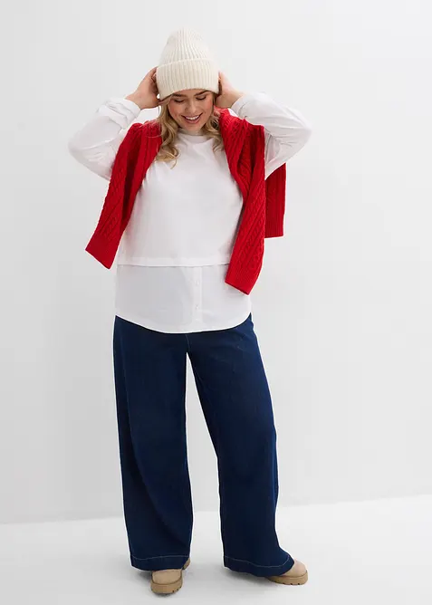 Maglia con inserto effetto camicia, bonprix