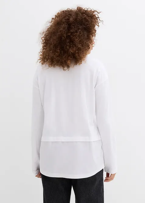 Maglia con inserto effetto camicia in puro cotone biologico, bonprix